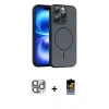 MARSİLYAN™- iPhone 16 Pro Max Kılıf Atlas Asil Prime - Siyah Buffer Hayalet Cam Ekran Koruyucu + Pers Alüminyum Kamera Lens - GI