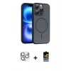 MARSİLYAN™- iPhone 16 Pro Max Kılıf Atlas Asil Prime - Siyah Buffer Hayalet Cam Ekran Koruyucu + Pers Alüminyum Kamera Lens - GS