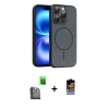 MARSİLYAN™- iPhone 16 Pro Max Kılıf Atlas Asil Prime - Siyah Buffer Hayalet Cam Ekran Koruyucu + Raze Metal Kamera Lens - SH