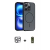 MARSİLYAN™- iPhone 16 Pro Max Kılıf Atlas Asil Prime - Siyah Joko Magic 5D Hayalet Cam + Pers Alüminyum Kamera Lens - GI