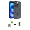 MARSİLYAN™- iPhone 16 Pro Max Kılıf Atlas Asil Prime - Siyah Joko Magic 5D Hayalet Cam + Natural Grey Raze Metal Kamera Lens