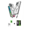 MARSİLYAN™- iPhone 16 Pro Max Kılıf Atlas Doku Koleksiyonu - Şeffaf 360 Full Body Arka Koruyucu + Raze Metal Kamera Lens - BZ