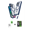 MARSİLYAN™- iPhone 16 Pro Max Kılıf Atlas Doku Koleksiyonu - Şeffaf 360 Full Body Arka Koruyucu + Raze Metal Kamera Lens - BZ