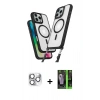 MARSİLYAN™- iPhone 16 Pro Max Kılıf Atlas Doku Koleksiyonu - Şeffaf 360 Full Body Arka Koruyucu + Pers Alüminyum Kamera Lens - GS
