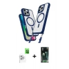 MARSİLYAN™- iPhone 16 Pro Max Kılıf Atlas Doku Koleksiyonu - Siyah 360 Mat Full Body Arka Koruyucu + Raze Metal Kamera Lens - BZ