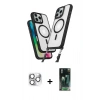 MARSİLYAN™- iPhone 16 Pro Max Kılıf Atlas Doku Koleksiyonu - Siyah 360 Mat Full Body Arka Koruyucu + Pers Alüminyum Kamera Lens - GS