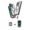 MARSİLYAN™- iPhone 16 Pro Max Kılıf Atlas Doku Koleksiyonu - Siyah 360 Mat Full Body Arka Koruyucu + PVD Metal Kamera Lens - GS