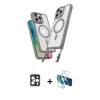 MARSİLYAN™- iPhone 16 Pro Max Kılıf Atlas Doku Koleksiyonu - Siyah 3D Antistatik Cam Ekran Koruyucu + PVD Metal Kamera Lens - GD