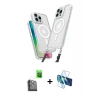 MARSİLYAN™- iPhone 16 Pro Max Kılıf Atlas Doku Koleksiyonu - Siyah 3D Antistatik Cam Ekran Koruyucu + Raze Metal Kamera Lens - SH