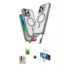 MARSİLYAN™- iPhone 16 Pro Max Kılıf Atlas Doku Koleksiyonu - Siyah 3D Antistatik Cam Ekran Koruyucu + Raze Metal Kamera Lens - NLGY