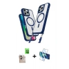 MARSİLYAN™- iPhone 16 Pro Max Kılıf Atlas Doku Koleksiyonu - Siyah 3D Antistatik Cam Ekran Koruyucu + Raze Metal Kamera Lens - NLGY