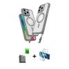 MARSİLYAN™- iPhone 16 Pro Max Kılıf Atlas Doku Koleksiyonu - Siyah 3D Antistatik Cam Ekran Koruyucu + Raze Metal Kamera Lens - SH