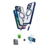 MARSİLYAN™- iPhone 16 Pro Max Kılıf Atlas Doku Koleksiyonu - Siyah 3D Antistatik Cam Ekran Koruyucu + Raze Metal Kamera Lens - SH