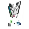 MARSİLYAN™- iPhone 16 Pro Max Kılıf Atlas Doku Koleksiyonu - Siyah 3D Antistatik Cam Ekran Koruyucu + Raze Metal Kamera Lens - SH