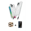 MARSİLYAN™- iPhone 16 Pro Max Kılıf Atlas Doku Koleksiyonu - Siyah 3D Antistatik Hayalet Cam Ekran Koruyucu + Pers Alüminyum Kamera Lens - CLTM