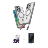 MARSİLYAN™- iPhone 16 Pro Max Kılıf Atlas Doku Koleksiyonu - Siyah 3D Antistatik Hayalet Cam Ekran Koruyucu + Bilvis Titan Kamera Lens - SH
