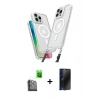MARSİLYAN™- iPhone 16 Pro Max Kılıf Atlas Doku Koleksiyonu - Siyah 3D Antistatik Hayalet Cam Ekran Koruyucu + Raze Metal Kamera Lens - SH
