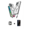 MARSİLYAN™- iPhone 16 Pro Max Kılıf Atlas Doku Koleksiyonu - Siyah 3D Antistatik Hayalet Cam Ekran Koruyucu + PVD Metal Kamera Lens - GS