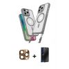 MARSİLYAN™- iPhone 16 Pro Max Kılıf Atlas Doku Koleksiyonu - Siyah 3D Antistatik Hayalet Cam Ekran Koruyucu + Pers Alüminyum Kamera Lens - CLTM