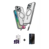 MARSİLYAN™- iPhone 16 Pro Max Kılıf Atlas Doku Koleksiyonu - Siyah 3D Antistatik Hayalet Cam Ekran Koruyucu + Bilvis Titan Kamera Lens - GS