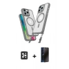 MARSİLYAN™- iPhone 16 Pro Max Kılıf Atlas Doku Koleksiyonu - Siyah 3D Antistatik Hayalet Cam Ekran Koruyucu + PVD Metal Kamera Lens - SH