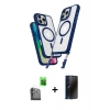 MARSİLYAN™- iPhone 16 Pro Max Kılıf Atlas Doku Koleksiyonu - Siyah 3D Antistatik Hayalet Cam Ekran Koruyucu + Raze Metal Kamera Lens - SH