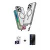 MARSİLYAN™- iPhone 16 Pro Max Kılıf Atlas Doku Koleksiyonu - Siyah 3D Antistatik Hayalet Cam Ekran Koruyucu + Bilvis Titan Kamera Lens - TMGI