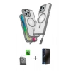 MARSİLYAN™- iPhone 16 Pro Max Kılıf Atlas Doku Koleksiyonu - Siyah 3D Antistatik Hayalet Cam Ekran Koruyucu + Raze Metal Kamera Lens - SH