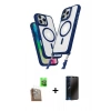 MARSİLYAN™- iPhone 16 Pro Max Kılıf Atlas Doku Koleksiyonu - Siyah 3D Antistatik Hayalet Cam Ekran Koruyucu + Raze Metal Kamera Lens - CLTM