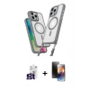 MARSİLYAN™- iPhone 16 Pro Max Kılıf Atlas Doku Koleksiyonu - Siyah 3D Antistatik Mat Seramik Nano Ekran Koruyucu + Bilvis Titan Kamera Lens - TMGI