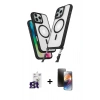 MARSİLYAN™- iPhone 16 Pro Max Kılıf Atlas Doku Koleksiyonu - Siyah 3D Antistatik Mat Seramik Nano Ekran Koruyucu + Bilvis Titan Kamera Lens - TMGI