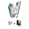 MARSİLYAN™- iPhone 16 Pro Max Kılıf Atlas Doku Koleksiyonu - Siyah 3D Antistatik Mat Seramik Nano Ekran Koruyucu + Pers Alüminyum Kamera Lens - GS
