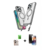 MARSİLYAN™- iPhone 16 Pro Max Kılıf Atlas Doku Koleksiyonu - Siyah 3D Antistatik Mat Seramik Nano Ekran Koruyucu + Raze Metal Kamera Lens - NLGY