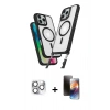 MARSİLYAN™- iPhone 16 Pro Max Kılıf Atlas Doku Koleksiyonu - Siyah 3D Antistatik Mat Seramik Nano Ekran Koruyucu + Pers Alüminyum Kamera Lens - GS