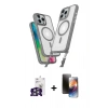 MARSİLYAN™- iPhone 16 Pro Max Kılıf Atlas Doku Koleksiyonu - Siyah 3D Antistatik Mat Seramik Nano Ekran Koruyucu + Bilvis Titan Kamera Lens - GS