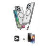 MARSİLYAN™- iPhone 16 Pro Max Kılıf Atlas Doku Koleksiyonu - Siyah 3D Antistatik Mat Seramik Nano Ekran Koruyucu + PVD Metal Kamera Lens - SH