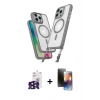 MARSİLYAN™- iPhone 16 Pro Max Kılıf Atlas Doku Koleksiyonu - Siyah 3D Antistatik Mat Seramik Nano Ekran Koruyucu + Bilvis Titan Kamera Lens - SH