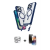 MARSİLYAN™- iPhone 16 Pro Max Kılıf Atlas Doku Koleksiyonu - Siyah 3D Antistatik Mat Seramik Nano Ekran Koruyucu + Pers Alüminyum Kamera Lens - GS