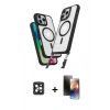 MARSİLYAN™- iPhone 16 Pro Max Kılıf Atlas Doku Koleksiyonu - Siyah 3D Antistatik Mat Seramik Nano Ekran Koruyucu + PVD Metal Kamera Lens - SH