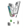 MARSİLYAN™- iPhone 16 Pro Max Kılıf Atlas Doku Koleksiyonu - Siyah Bilvis 3D Cam Ekran Koruyucu + Raze Metal Kamera Lens - SH