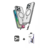 MARSİLYAN™- iPhone 16 Pro Max Kılıf Atlas Doku Koleksiyonu - Siyah Bilvis 3X AR Hayalet Cam Ekran Koruyucu + PVD Metal Kamera Lens - GS