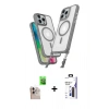 MARSİLYAN™- iPhone 16 Pro Max Kılıf Atlas Doku Koleksiyonu - Siyah Bilvis 3X AR Hayalet Cam Ekran Koruyucu + Raze Metal Kamera Lens - NLGY