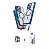 MARSİLYAN™- iPhone 16 Pro Max Kılıf Atlas Doku Koleksiyonu - Siyah Bilvis 3X AR Hayalet Cam Ekran Koruyucu + PVD Metal Kamera Lens - GS