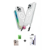 MARSİLYAN™- iPhone 16 Pro Max Kılıf Atlas Doku Koleksiyonu - Siyah Bilvis 3X AR Hayalet Cam Ekran Koruyucu + Raze Metal Kamera Lens - NLGY