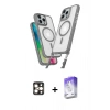 MARSİLYAN™- iPhone 16 Pro Max Kılıf Atlas Doku Koleksiyonu - Siyah Bilvis 5in1 3D Magic Cam Ekran Koruyucu + Gold PVD Metal Kamera Lens