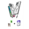 MARSİLYAN™- iPhone 16 Pro Max Kılıf Atlas Doku Koleksiyonu - Siyah Bilvis 5in1 3D Magic Cam Ekran Koruyucu + Raze Metal Kamera Lens - NLGY
