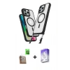MARSİLYAN™- iPhone 16 Pro Max Kılıf Atlas Doku Koleksiyonu - Siyah Bilvis 5in1 3D Magic Cam Ekran Koruyucu + Raze Metal Kamera Lens - CLTM