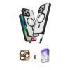 MARSİLYAN™- iPhone 16 Pro Max Kılıf Atlas Doku Koleksiyonu - Siyah Bilvis 5in1 3D Magic Cam Ekran Koruyucu + Pers Alüminyum Kamera Lens - CLTM