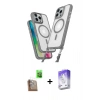 MARSİLYAN™- iPhone 16 Pro Max Kılıf Atlas Doku Koleksiyonu - Siyah Bilvis 5in1 3D Magic Cam Ekran Koruyucu + Raze Metal Kamera Lens - CLTM