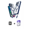 MARSİLYAN™- iPhone 16 Pro Max Kılıf Atlas Doku Koleksiyonu - Siyah Bilvis 5in1 3D Magic Cam Ekran Koruyucu + PVD Metal Kamera Lens - SH